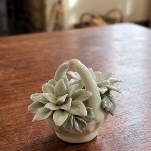 vintage porcelain floral basket figurine Capodimonte style